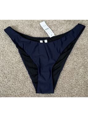J Crew re-Imagined Curved Waist Bikini Bottom Dark Blue Women Small New W/Tags
